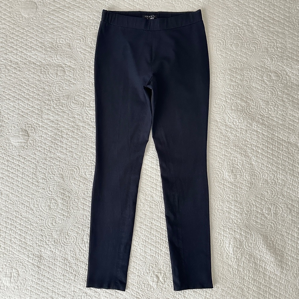 Theory Adbelle Jetty Navy Blue Slim Pull On Ankle Dress Pant Women’s 6